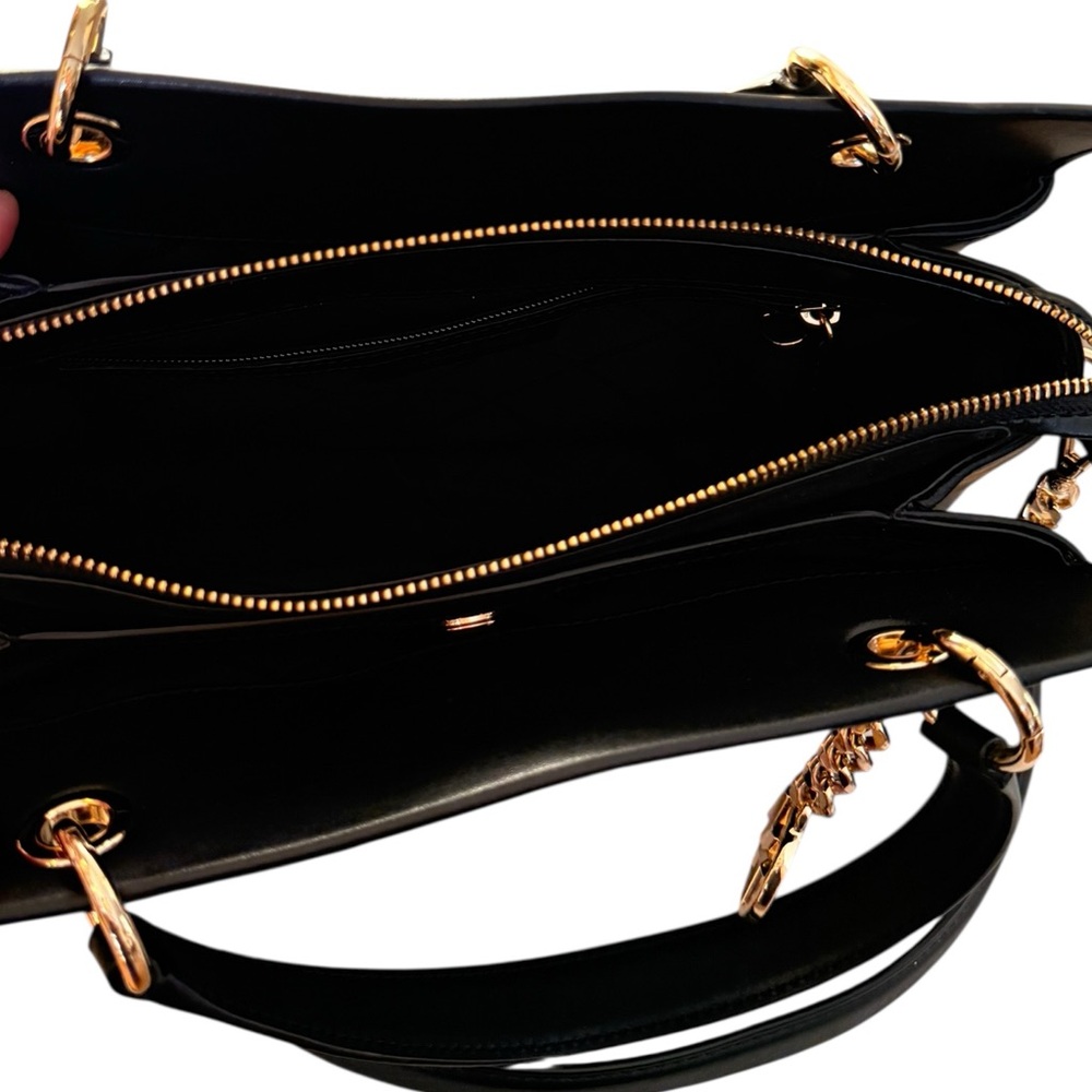 NWT Michael Kors Quilted Leather Satchel | Black MK Chain Crossbody Tote - Picture 9 of 10